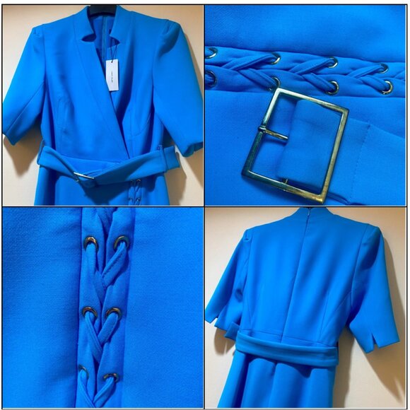 *NWT* Karen Millen Aqua Belted Lace Up "Forever" Midi Dress - Size 4 - Picture 9 of 16